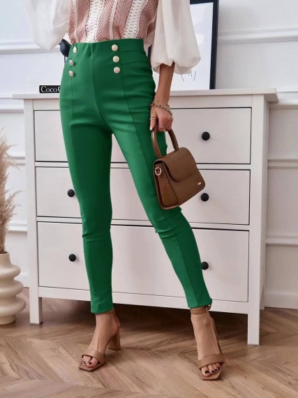 Pantaloni de damă cu talie înaltă 6340 verde