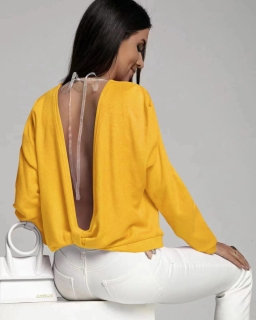 Bluză de damă cu spatele gol 6753 galben