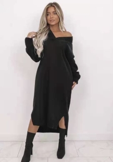 Rochie de dama lunga din tricot 00807 neagra