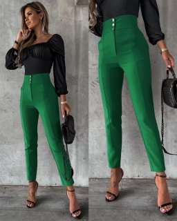 Pantaloni de damă cu talie înaltă 6790 verde