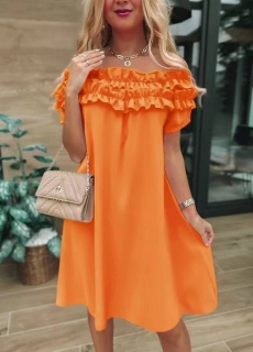 Rochie de damă cu umăr deschis X6503 portocaliu