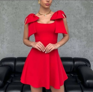 Rochie de dama cu panglici 241101 roșu