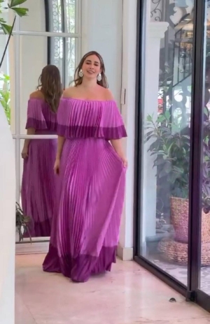 Rochie plisată de damă 2377 violet